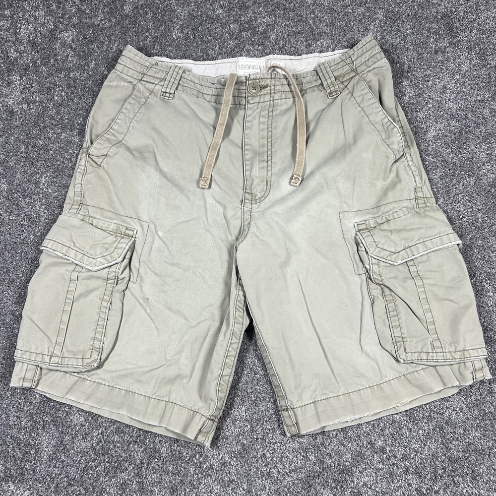 Vtg Y2K Aeropostale Paratrooper Shorts 34 Tan Brown Cargo Baggy Heavy Military